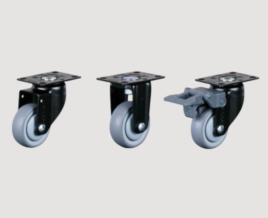 Bánh xe PL-75 series D75mm tải 60kg bánh xe cao su chịu nhiệt Fluoro lõi nhôm