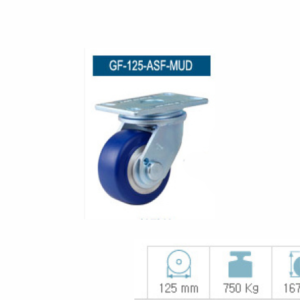 Bánh xe PU GF-125-ASF-MUD càng xoay tải 750kg Ø125mm G-DOK