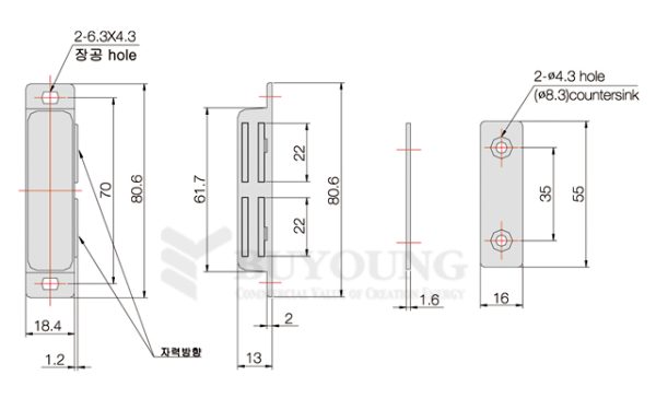 Nam Châm Hít Cửa INOX BY3-1-6 CHO CÔNG NGHIỆP - Image 3