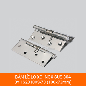 Bản lề lò xo inox không gỉ BYHS20100S-73 sáng bóng, kích thước 100x73mm