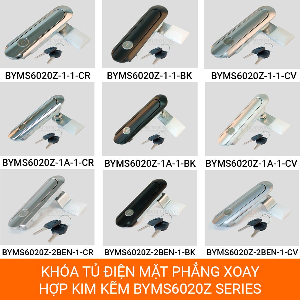 Các chủng loại khóa phẳng BYMS6020Z-1-1-CV, hợp kim kẽm mạ crom