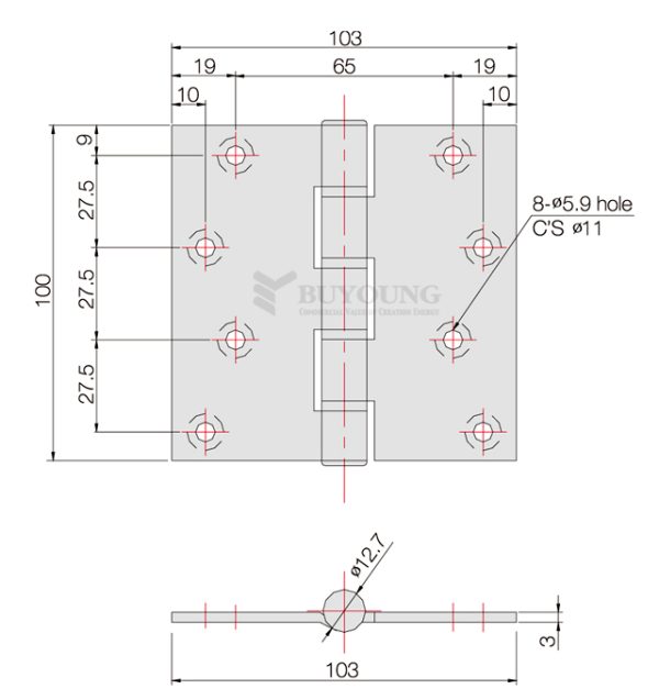 Bản Lề Tủ Điện BYHAS30100-103 CHỐNG BỤI - Ảnh 2