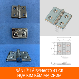 Bản lề tủ điện BYH6070-41 CR mạ crom, kích thước 60x70x5mm