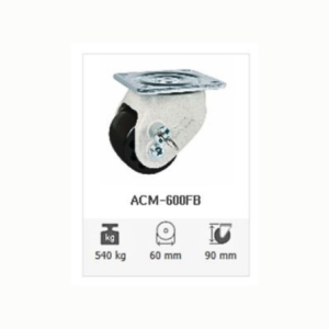 Bánh xe ACM-600FB chịu tải 540kg có khóa lắp mặt bích