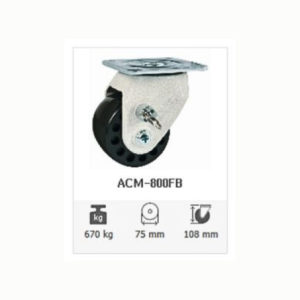 Bánh xe ACM-800FB chịu tải 670kg có khóa lắp mặt bích