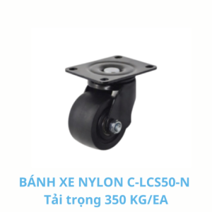Bánh xe Nylon C-LCS50-N tải trọng 350kg/ea – Bánh xe đẩy công nghiệp, xoay 360°, vật liệu Nylon và thép SS400, dùng cho kệ, xe đẩy và thiết bị công nghiệp nhẹ