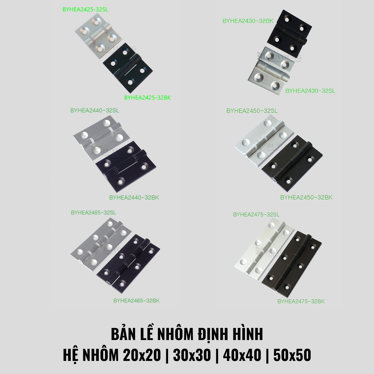 Bản lề nhôm định hình 20x20 đến 50x50 – Giải pháp lắp ghép khung máy, cửa nhôm kỹ thuật