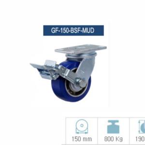 Bánh xe PU GF-150-BSF-MUD xoay có phanh tải trọng 800kg G-DOK