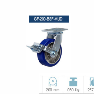 Bánh xe PU GF-200-BSF-MUD xoay có phanh tải 850kg Ø200mm G-DOK