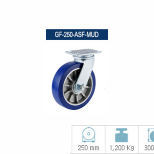Bánh xe PU GF-250-ASF-MUD càng xoay tải 1200kg Ø250mm G-DOK
